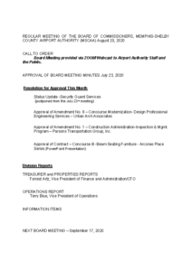 August 2020 Board Meeting Agenda