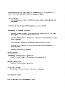 October 2020 Board Meeting Agenda
