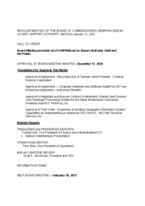 January 2021 Board Meeting Agenda