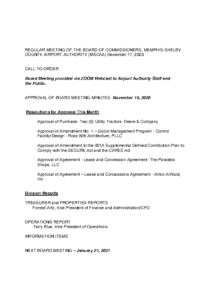 December 2020 Board Meeting Agenda