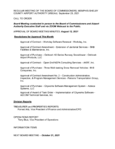 September 2021 Board Meeting Agenda