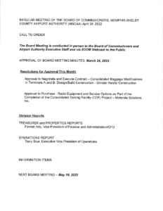 April 2022 Board Meeting Agenda