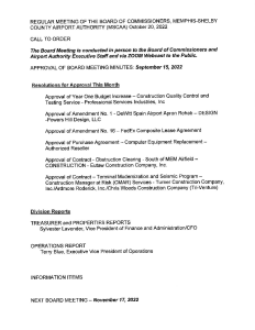 October 2022 Board Meeting Agenda