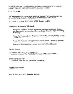 November 2022 Board Meeting Agenda
