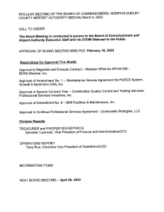 March 2023 Board Meeting Agenda