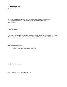 Special Board Meeting – April 2023