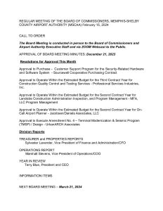 Board Meeting Agenda – February 2024