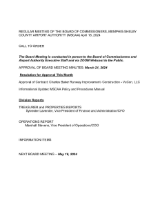 April 2024 Board Meeting Agenda