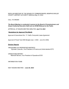 May 2024 Board Meeting Agenda