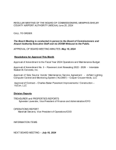 June 2024 Board Meeting Agenda