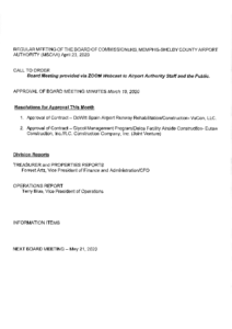 April 2020 Board Agenda